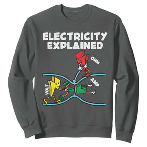 Funny Electricity Sweatshirt Ohm's Law Electricity Explained TS14 Dark Heather Print Your Wear