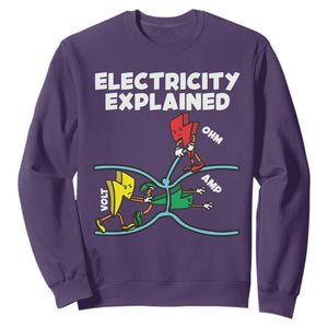 Funny Electricity Sweatshirt Ohm's Law Electricity Explained TS14 Purple Print Your Wear