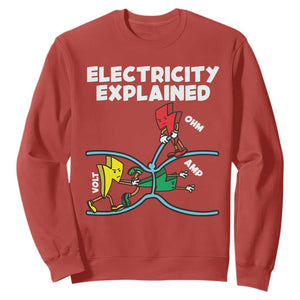 Funny Electricity Sweatshirt Ohm's Law Electricity Explained TS14 Red Print Your Wear