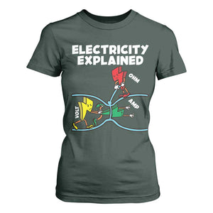 Funny Electricity T Shirt For Women Ohm's Law Electricity Explained TS14 Dark Forest Green Print Your Wear
