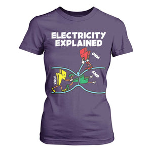Funny Electricity T Shirt For Women Ohm's Law Electricity Explained TS14 Purple Print Your Wear