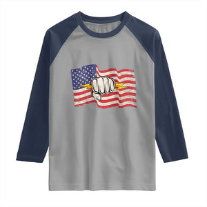 Electrician American Flag Raglan Shirt Patriotic Electrical Worker TS14 Sport Gray Navy Print Your Wear