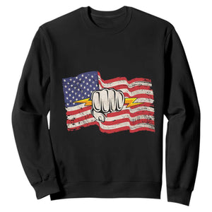 Electrician American Flag Sweatshirt Patriotic Electrical Worker TS14 Black Print Your Wear