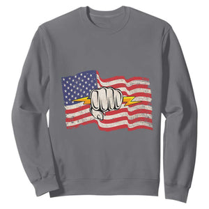 Electrician American Flag Sweatshirt Patriotic Electrical Worker TS14 Charcoal Print Your Wear