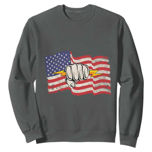 Electrician American Flag Sweatshirt Patriotic Electrical Worker TS14 Dark Heather Print Your Wear