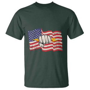 Electrician American Flag T Shirt Patriotic Electrical Worker TS14 Dark Forest Green Print Your Wear