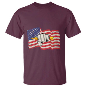 Electrician American Flag T Shirt Patriotic Electrical Worker TS14 Maroon Print Your Wear