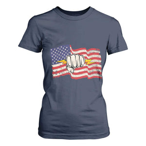 Electrician American Flag T Shirt For Women Patriotic Electrical Worker TS14 Navy Print Your Wear