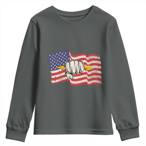 Electrician American Flag Youth Sweatshirt Patriotic Electrical Worker TS14 Dark Heather Print Your Wear