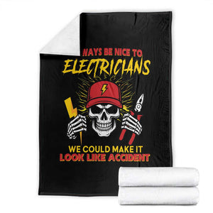 Funny Electrician Skull Throw Blanket Electrical Engineer Electricity Lineman TS14 Black Print Your Wear