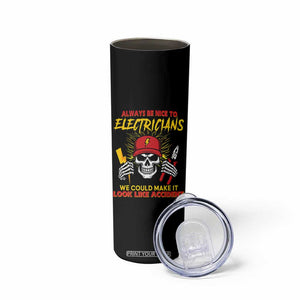 Funny Electrician Skull Skinny Tumbler Electrical Engineer Electricity Lineman TS14 Print Your Wear