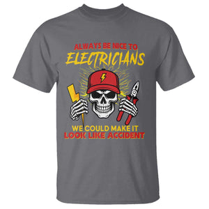 Funny Electrician Skull T Shirt Electrical Engineer Electricity Lineman TS14 Charcoal Print Your Wear