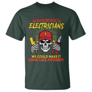 Funny Electrician Skull T Shirt Electrical Engineer Electricity Lineman TS14 Dark Forest Green Print Your Wear