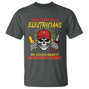 Funny Electrician Skull T Shirt Electrical Engineer Electricity Lineman TS14 Dark Heather Print Your Wear