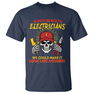 Funny Electrician Skull T Shirt Electrical Engineer Electricity Lineman TS14 Navy Print Your Wear