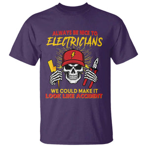 Funny Electrician Skull T Shirt Electrical Engineer Electricity Lineman TS14 Purple Print Your Wear