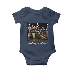 Somebody's Feral Aunt Baby Onesie Raccoon Drinking Iced Matcha Latte Sarcastic Animal Humor