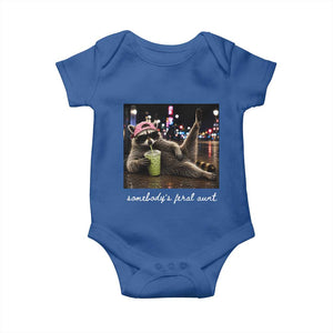 Somebody's Feral Aunt Baby Onesie Raccoon Drinking Iced Matcha Latte Sarcastic Animal Humor