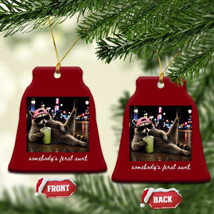 Somebody's Feral Aunt Ceramic Ornament Raccoon Drinking Iced Matcha Latte Sarcastic Animal Humor