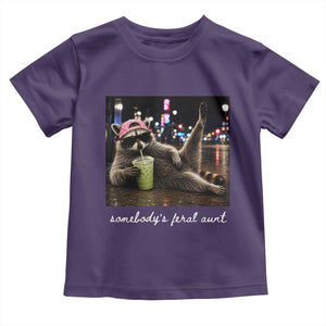 Somebody's Feral Aunt Toddler T Shirt Raccoon Drinking Iced Matcha Latte Sarcastic Animal Humor