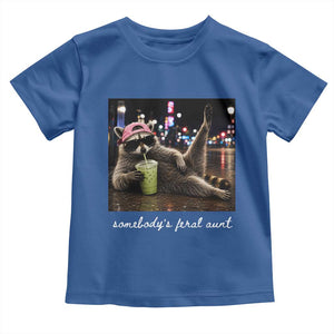 Somebody's Feral Aunt Toddler T Shirt Raccoon Drinking Iced Matcha Latte Sarcastic Animal Humor
