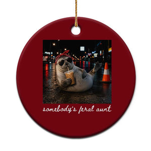 Somebody's Feral Aunt Ceramic Ornament Funny Neil The Seal Meme