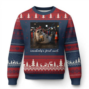 Somebody's Feral Aunt Ugly Christmas Sweater Funny Neil The Seal Meme