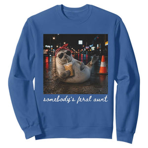Somebody's Feral Aunt Sweatshirt Funny Neil The Seal Meme