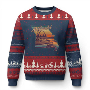 Retro Gateway Arch St Louis Missouri Map Outline Ugly Christmas Sweater