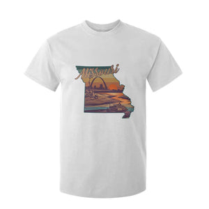 Retro Gateway Arch St Louis Missouri Map Outline T Shirt For Kid