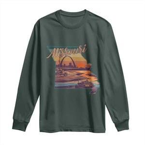 Retro Gateway Arch St Louis Missouri Map Outline Long Sleeve Shirt