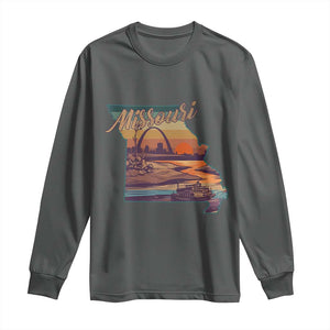 Retro Gateway Arch St Louis Missouri Map Outline Long Sleeve Shirt