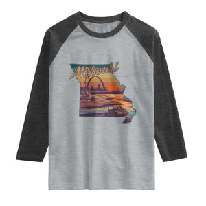 Retro Gateway Arch St Louis Missouri Map Outline Raglan Shirt