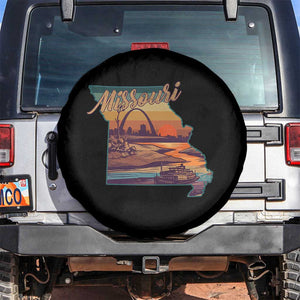 Retro Gateway Arch St Louis Missouri Map Outline Spare Tire Cover