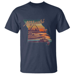 Retro Gateway Arch St Louis Missouri Map Outline T Shirt