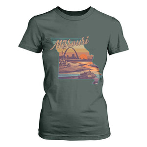 Retro Gateway Arch St Louis Missouri Map Outline T Shirt For Women