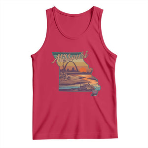 Retro Gateway Arch St Louis Missouri Map Outline Tank Top