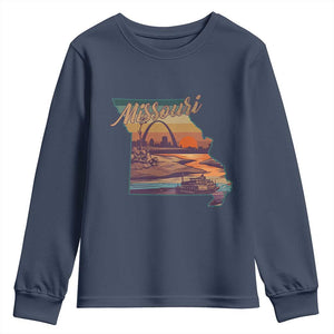Retro Gateway Arch St Louis Missouri Map Outline Youth Sweatshirt