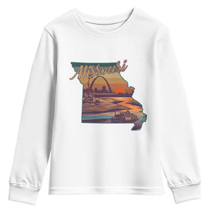 Retro Gateway Arch St Louis Missouri Map Outline Youth Sweatshirt