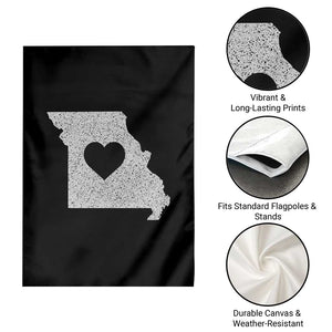 Missouri Home Distressed Missouri State Map with Heart Garden Flag