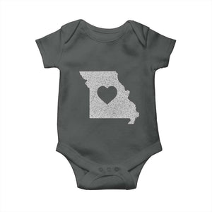 Missouri Home Distressed Missouri State Map with Heart Baby Onesie