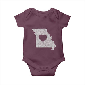 Missouri Home Distressed Missouri State Map with Heart Baby Onesie