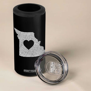 Missouri Home Distressed Missouri State Map with Heart 4 in 1 Can Cooler Tumbler