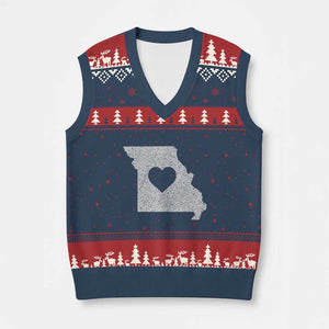 Missouri Home Distressed Missouri State Map with Heart V-Neck Knit Sweater Vest