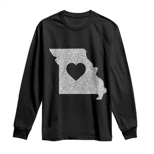 Missouri Home Distressed Missouri State Map with Heart Long Sleeve Shirt
