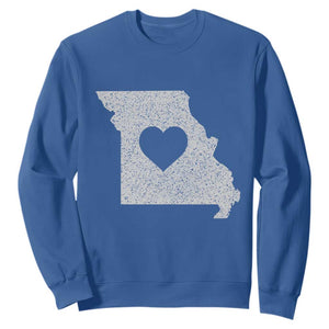 Missouri Home Distressed Missouri State Map with Heart Sweatshirt