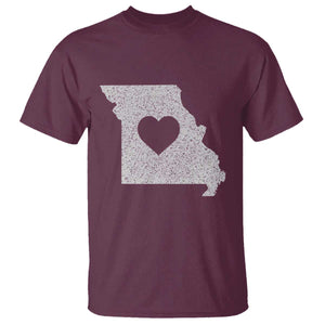 Missouri Home Distressed Missouri State Map with Heart T Shirt