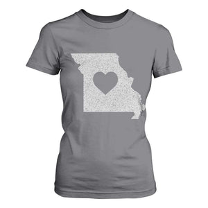 Missouri Home Distressed Missouri State Map with Heart T Shirt For Women