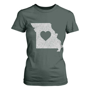 Missouri Home Distressed Missouri State Map with Heart T Shirt For Women