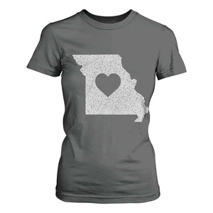 Missouri Home Distressed Missouri State Map with Heart T Shirt For Women